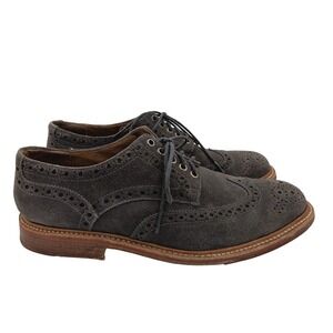 J.D. Fisk Mens‎ Grey Suede Wingtip Brogue Derby Dress Shoes Size 11
